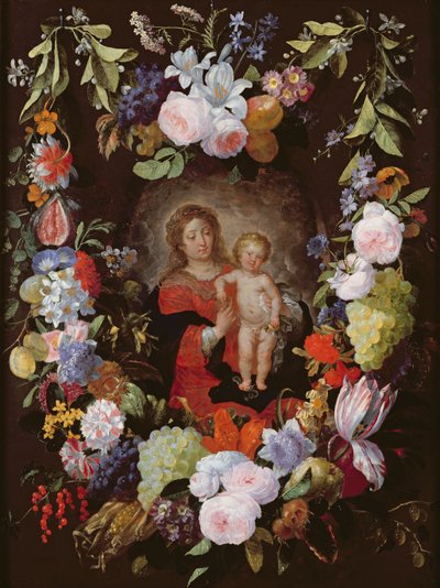 The Virgin and Child with a Garland of Flowers by Gerard Seghers
